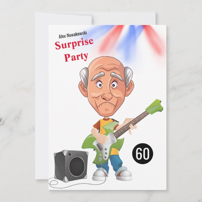 Invitation 60th Mens 🎸 🤣 Rockstar Anniversaire Guitare Funk (Devant)
