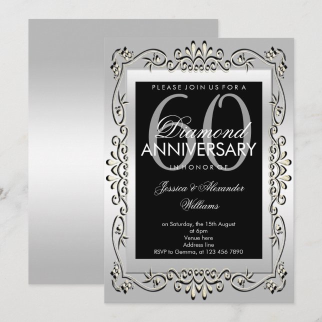 Invitation 60th Wedding Anniversary (Devant / Derrière)