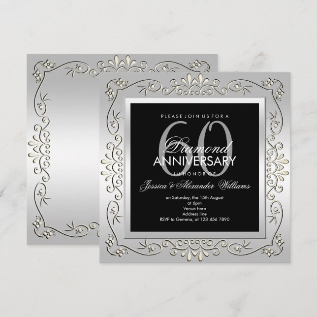 Invitation 60th Wedding Anniversary (Devant / Derrière)