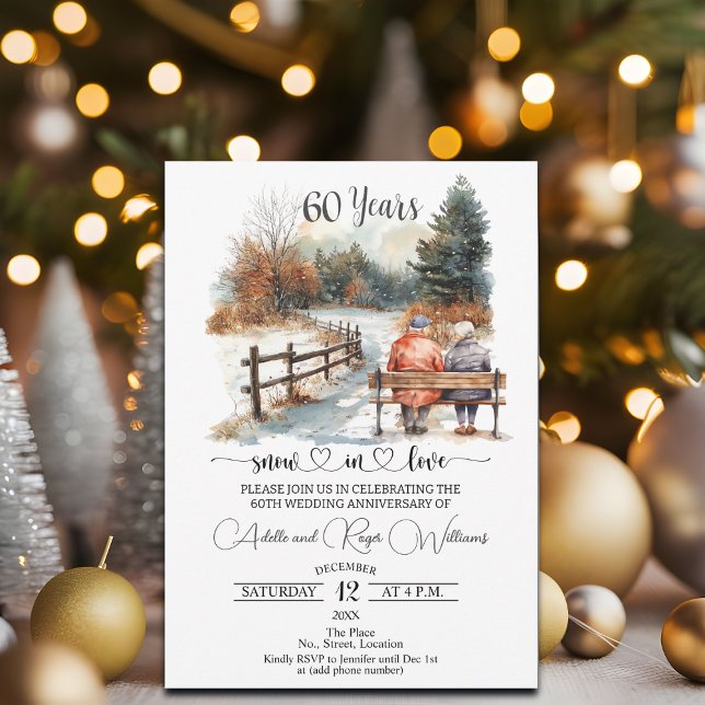 Invitation 60th Wedding Anniversary Winter Landscape Romantic (Créateur téléchargé)