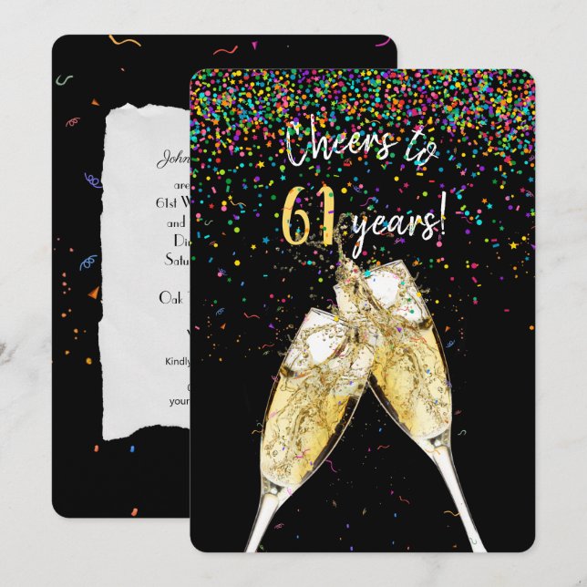 Invitation 61e anniversaire de mariage (Devant / Derrière)