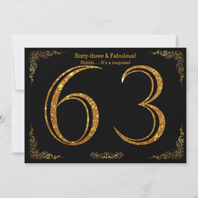 Invitation 63e fête d'anniversaire, styl Gatsby, parties scin (Devant)