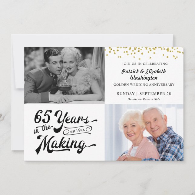 Invitation 65 Ans de Fabrication Deux Photos Anniversaire (Devant)