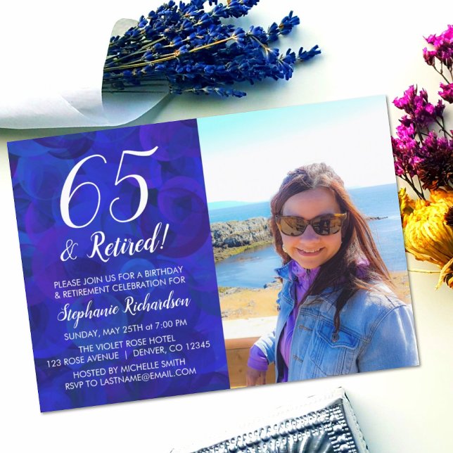 Invitation 65 ans et retraite Photo d'anniversaire Retraite b (Créateur téléchargé)