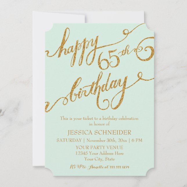 Invitation 65e, 65e anniversaire Fête des billets (Devant)