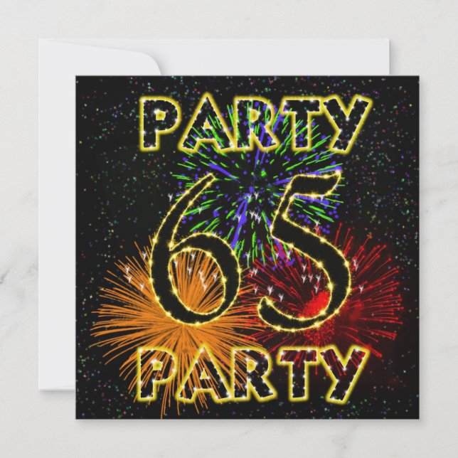 Invitation 65e anniversaire avec feu d'artifice (Devant)