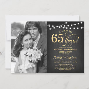 Invitation 65e anniversaire avec photo - Chalkboard and Gold