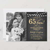 65e anniversaire avec photo - Tableau noir et or