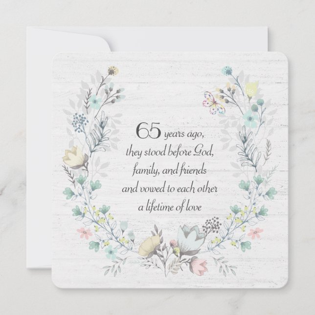 Invitation 65e Anniversaire De La Couronne Sur Le Bois (Devant)