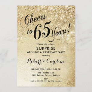 Invitation 65e anniversaire de la surprise - Or