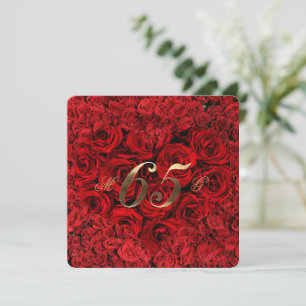Invitation 65e anniversaire de mariage Roses rouges Cœur Élég