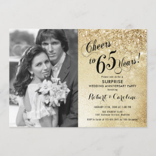 Invitation 65e anniversaire de surprise avec photo - Or