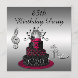 Invitation 65e anniversaire Disco Diva Cake and Sparkle Heels