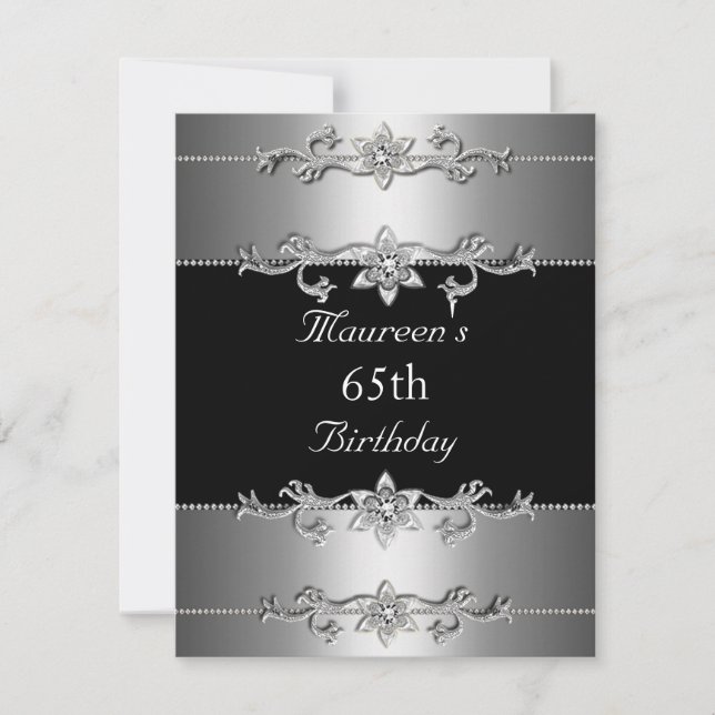 Invitation 65e anniversaire Elegant Black Silver (Devant)