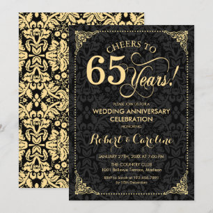 Invitation 65e anniversaire Mariage - Damas noir d'or