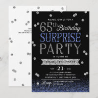 65e Parties scintillant d'argent bleu Confetti Sur