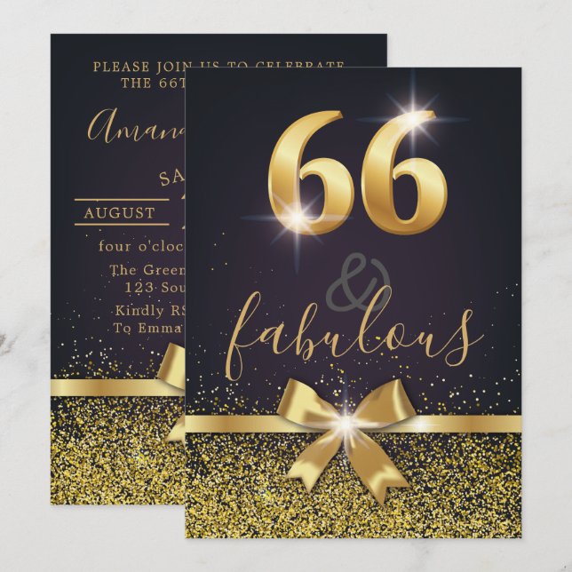 Invitation 66 élégants et anniversaire de parties (Devant / Derrière)