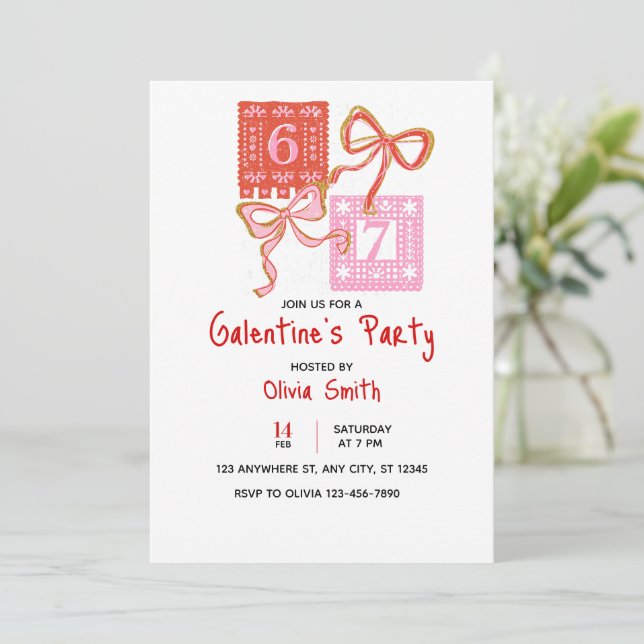 Invitation 67 preppy Galentine’s Day invitation, coquette  (Debout devant)