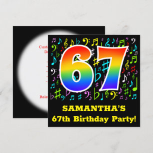Invitation 67e fête d'anniversaire : Symboles de musique amus