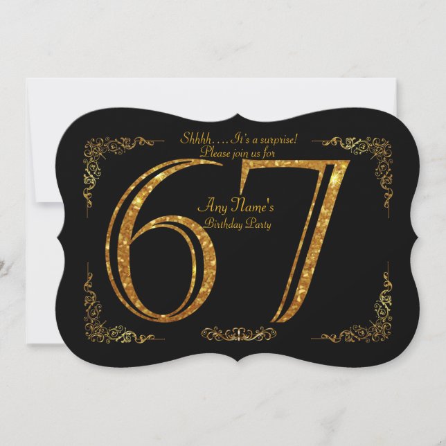 Invitation 67ème, fête d'anniversaire 67ème, grand Gatsby, no (Devant)