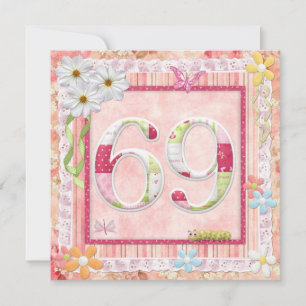 Invitation 69e anniversaire style scrapbooking