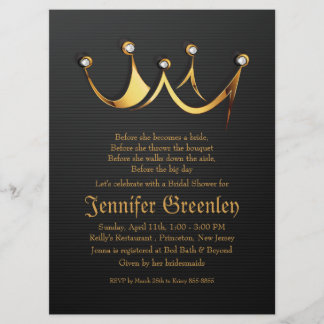 Invitation 6,5" x 8,75" Fête de la mariée royale de couronne