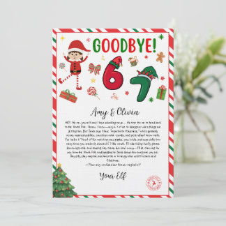 Invitation 6 7 elf goodbye letter - funny elf letter - 67 