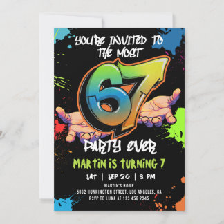 Invitation 6 7 Meme Graffiti Six Seven Birthday