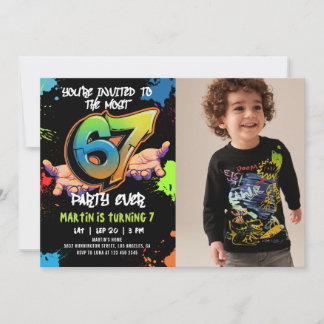 Invitation 6 7 Meme Graffiti Six Seven Birthday Photo