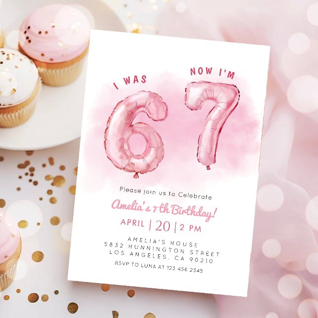 Invitation 6 7 Meme Trend Six Seven Girl Birthday  (Créateur téléchargé)