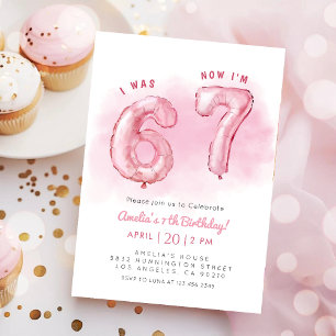 Invitation 6 7 Tendance de Mème Fille Anniversaire Six Sept