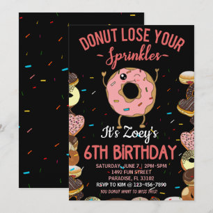 Invitation 6e anniversaire Thème Donut Sixième Anniversaire C