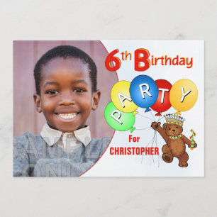 Invitation 6e fête d'anniversaire Royal Teddy Bear