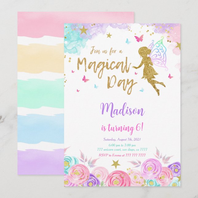 Invitation 6e fête de fée anniversaire (Devant / Derrière)