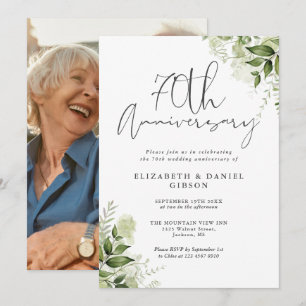 Invitation 70 ans de mariage verdure florale