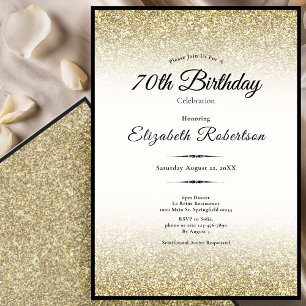 Invitation 70 ans élégante avec paillettes noires