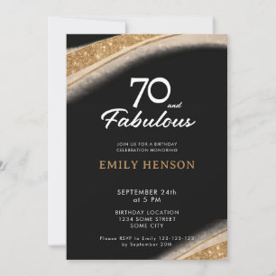 Invitation 70 ans et Fabuleux Anniversaire Noir Or