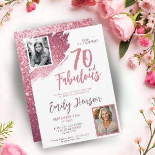 Invitation 70 ans et Fabuleux Paillettes Roses 2 Photo 70e An