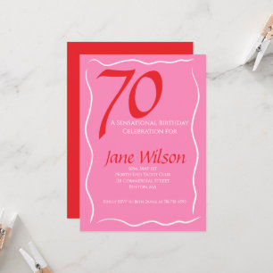 Invitation 70 ans et sensationnel Anniversaire rose et safran