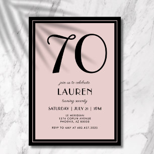 Invitation 70 ans Femme Moderne Minimaliste Noir R