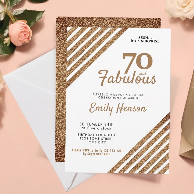 Invitation 70 et fabuleux Elegant Gold Parties scintillant 70 (Créateur téléchargé)