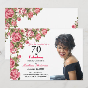 Invitation 70 et fabuleux floral   70e anniversaire Invitatio