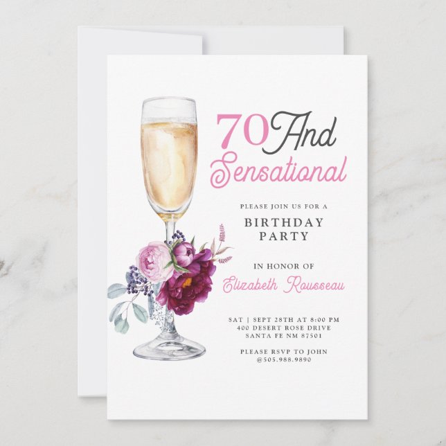 Invitation 70 Et Sensational Birthday Party (Devant)
