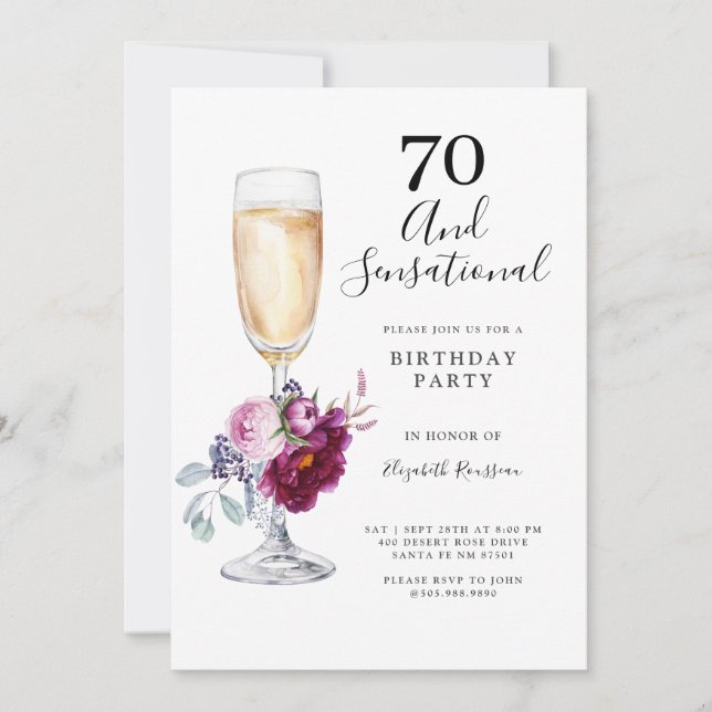 Invitation 70 Et Sensational Birthday Party (Devant)