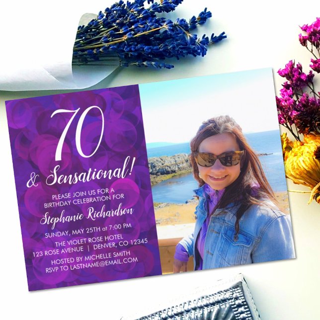 Invitation 70 et Sensational Elegant Purple Photo Anniversair (Créateur téléchargé)