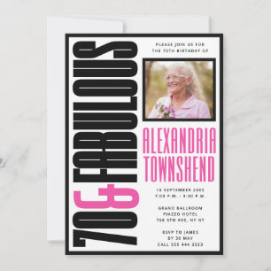 Invitation 70 & Fabulous Typographie Gras et Chic 70e Anniver
