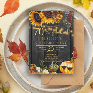 Invitation 70 merveilleuses années tombent florale rustique a