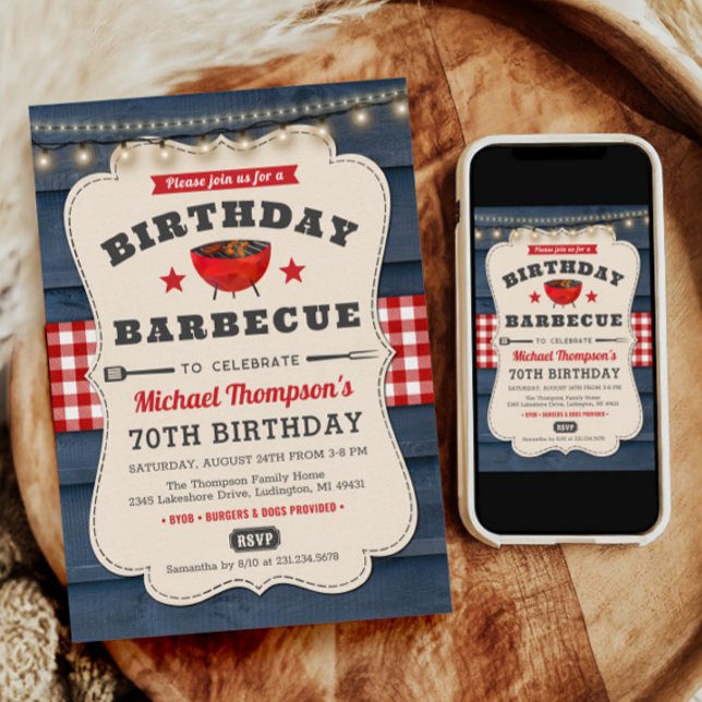 Invitation 70e anniversaire BBQ Summer Barbecue Party (70th Birthday Invitation, Barbecue Invitation, BBQ Invitation, BBQ Invite, Summer Party Invite)