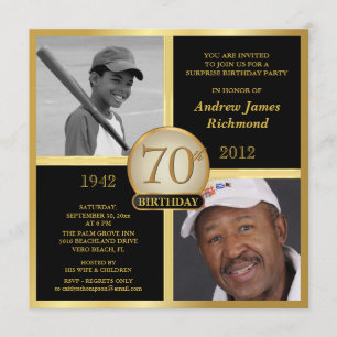 Invitation 70e anniversaire Black & Gold Alors-Maintenant 2 p