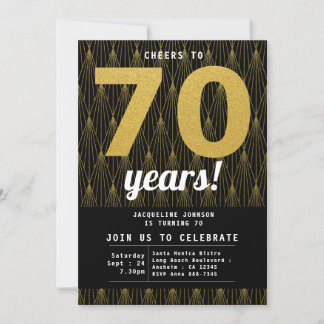 Invitation 70e anniversaire Black Gold Party